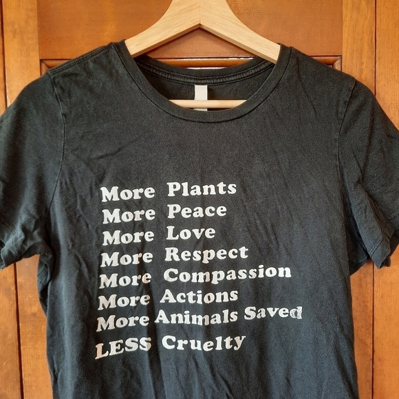 More Plants Less Cruelty black graphic short sleeve t-shirt - Picture 2 of 9